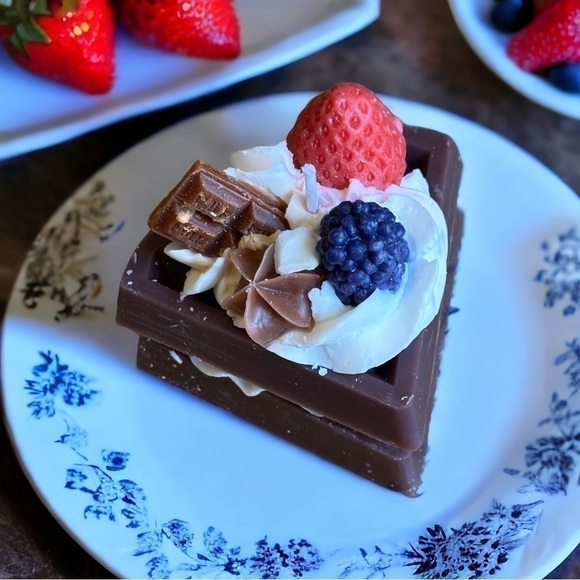 Other - ⚠️SALE Candle / Handmade Chocolate Waffle W/ Cream & Berries Candle SEND OFFERS